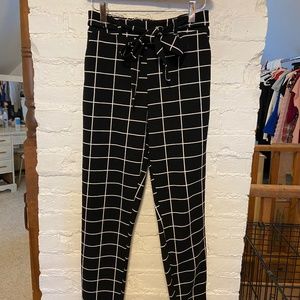 Black and white plaid pants